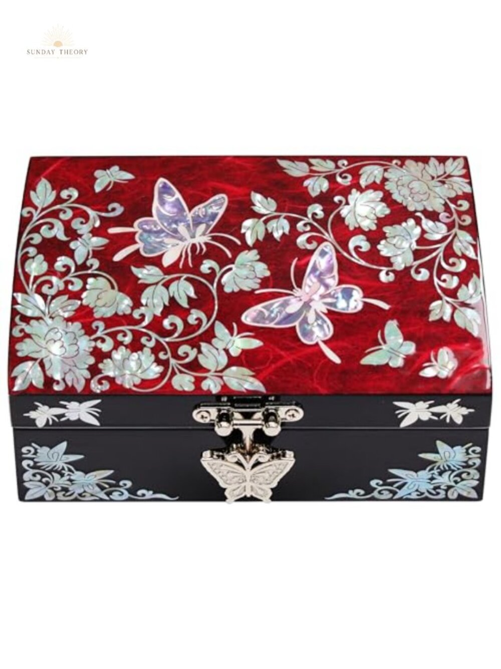 Handmade Mother of Pearl Ring & Earring Jewelry Box with Mirror